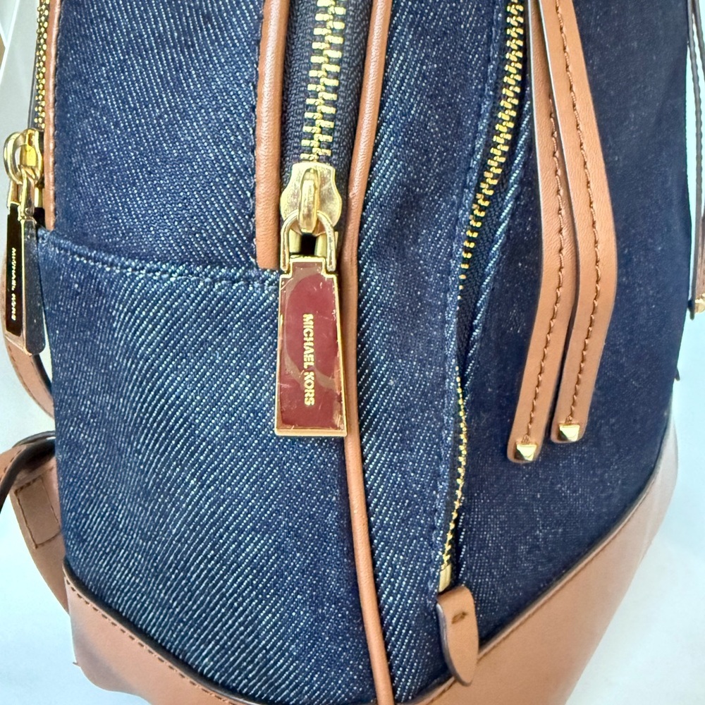 Michael Kors Brooklyn Medium Demin and Leather Backpack. - Picture 8 of 12